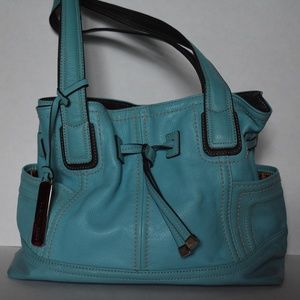 Tignanello Light Turquoise/Aqua Cinched Purse